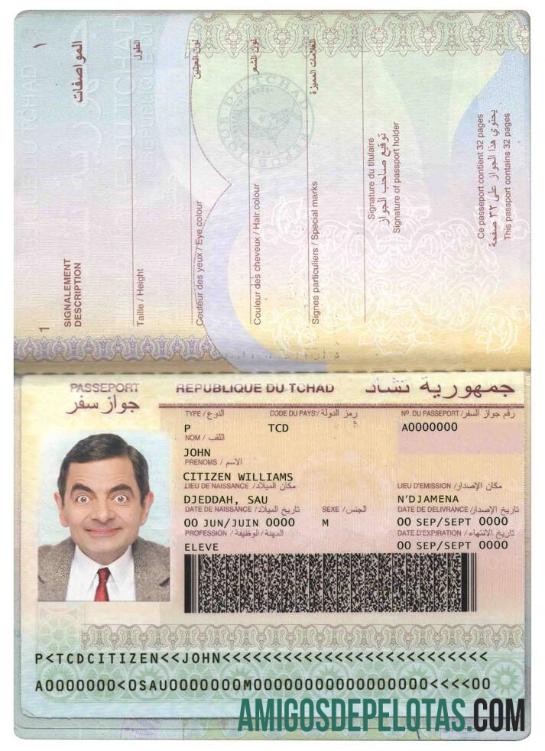 Passaporte Chade amostra